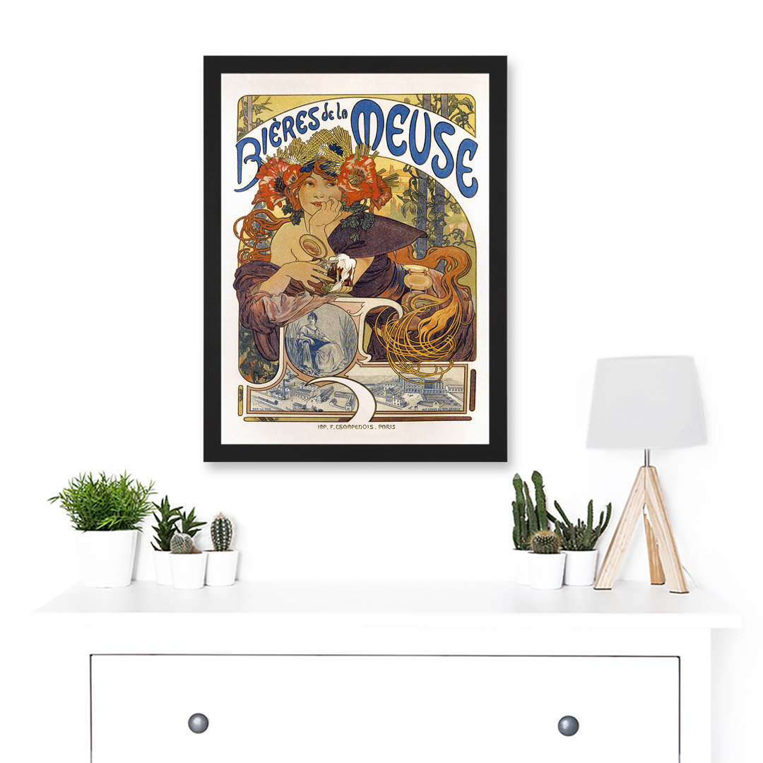 Beer Of The Meuse Paris France Vintage Artwork Framed A3 Wall Art Print