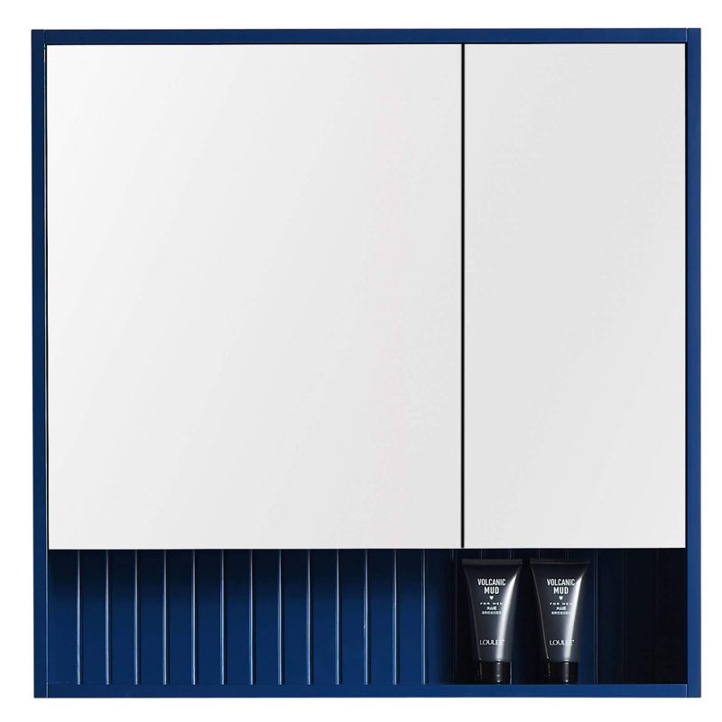 Armoire à pharmacie 2 portes avec 2 tablettes Asahel, Bleu marine