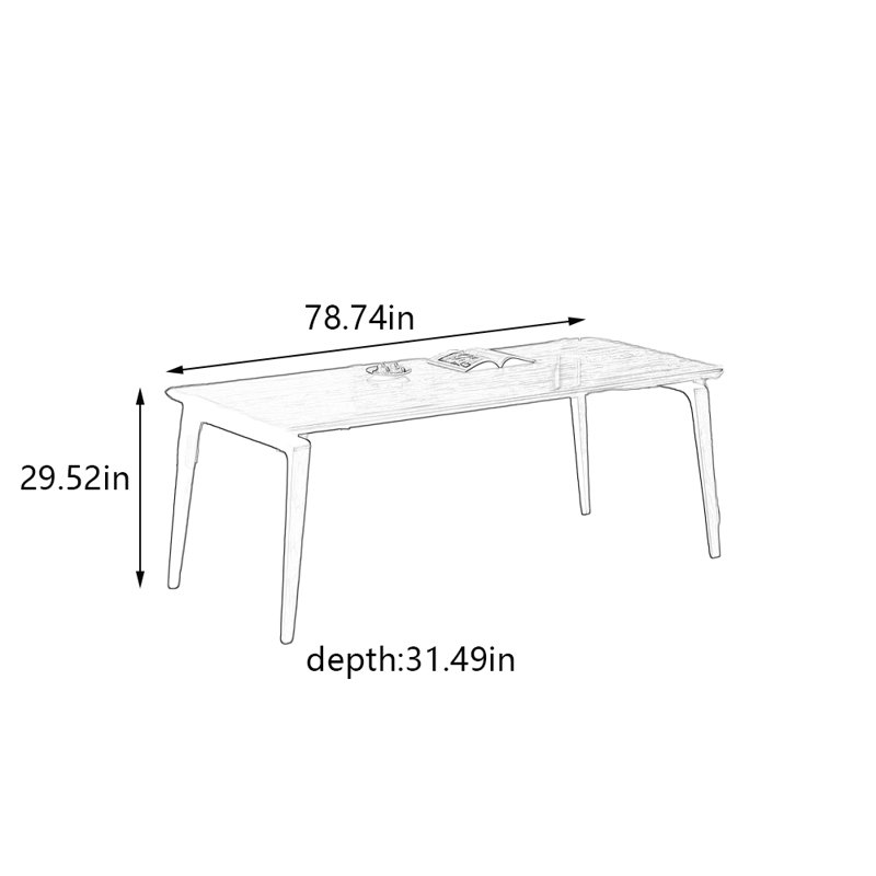 Table de salle à manger Nordic, H 29,52 po x L 78,74 po x l 31,49 po