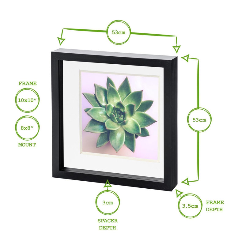 Bevelled Shadow Box Picture Frame with Mat, White/White