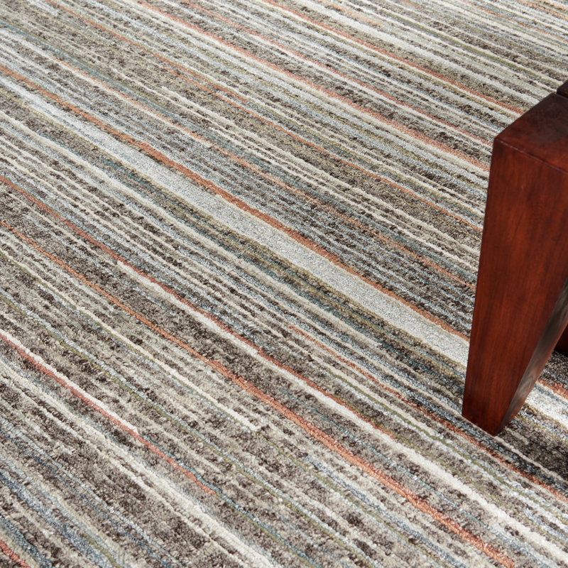 Tapis gris contemporain à rayures Rennes, Rectangle de 2 pi x 3 pi