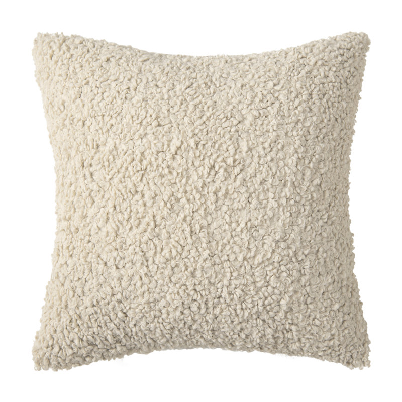 Coussin décoratif réversible en fausse fourrure de mouton, Beige