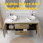 un meuble-lavabo rayé en chêne naturel de 60 po avec lavabo en céramique, meuble-lavabo autoportant pour salle de bain moderne