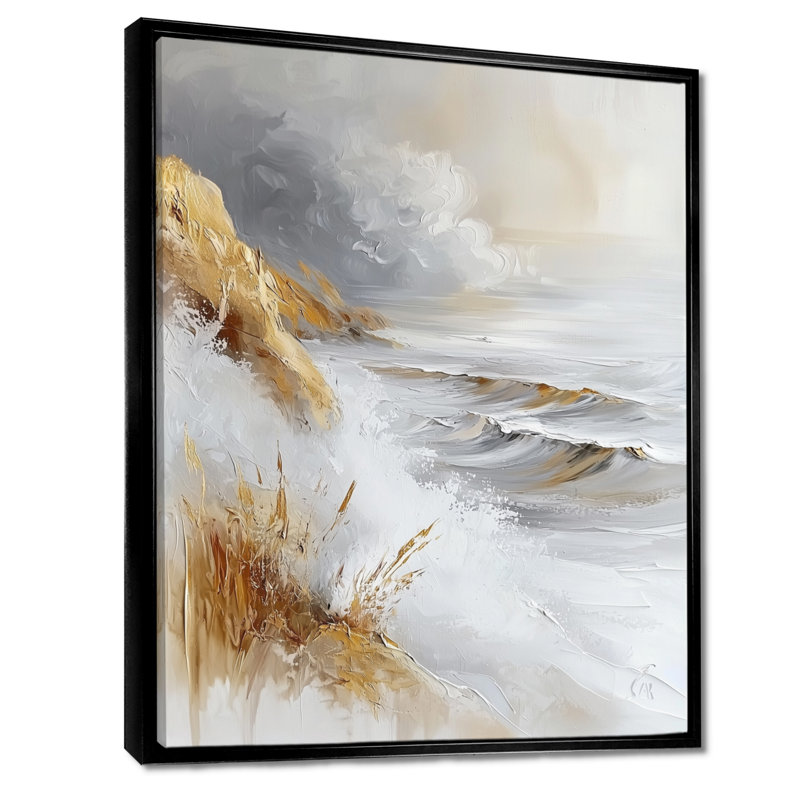 Kaiser Pure Golden Winter Beach Landscape IV - Décoration murale plage, H 20 po x l 12 po, Impression encadrée flottante
