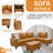 3-Piece Faux Leather Sectional Sofa-1459273676