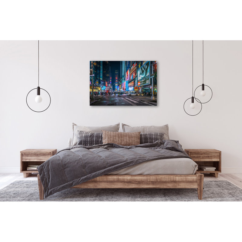 Time Square 1 Piece Wall Art, 80cm H x 120cm W x 10cm D, Unframed