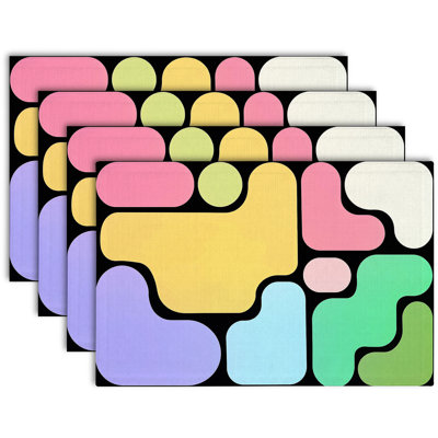4-Piece Polyester Rectangle Dining Table Placemat