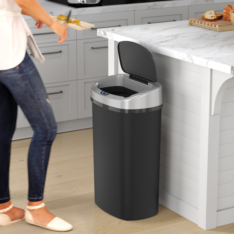 Poubelle de cuisine à capteur 13 gallons avec système de filtration des odeurs Itouchless, poubelle en plastique durable résistant aux bosses, poubelle à couvercle automatique idéale pour la maison, le bureau, les affaires, mince, peu encombrante, no