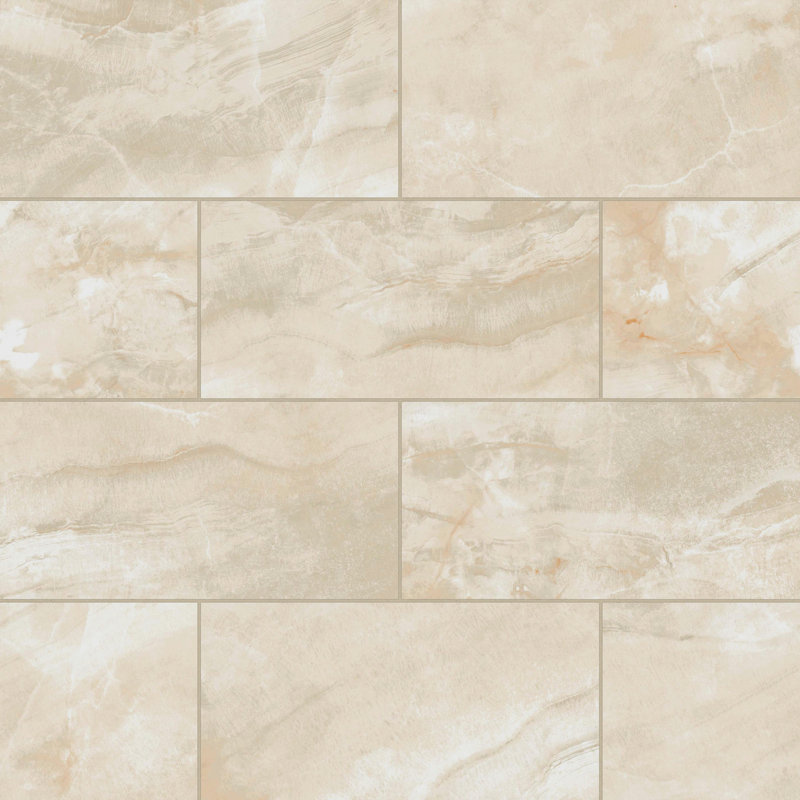 Gemma 12" x 24" Porcelain Marble Look Wall & Floor Tile, Beige Onyx