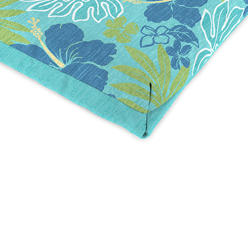 Reversible Outdoor Chair Cushion with Ties, Blue Floral