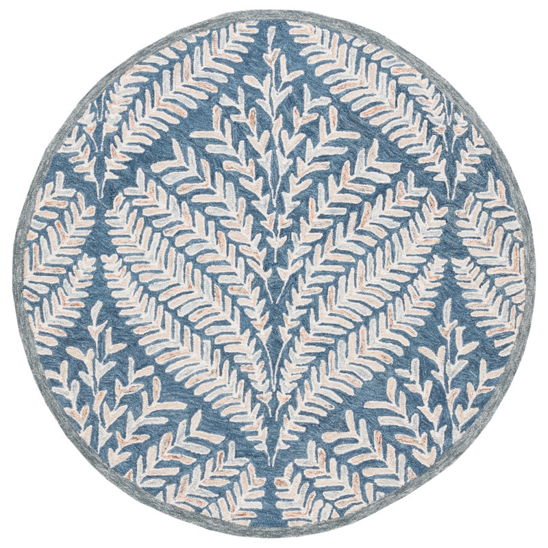 Tapis gris / ivoire en laine touffeté à la main Chaithra, Rond 5 pi