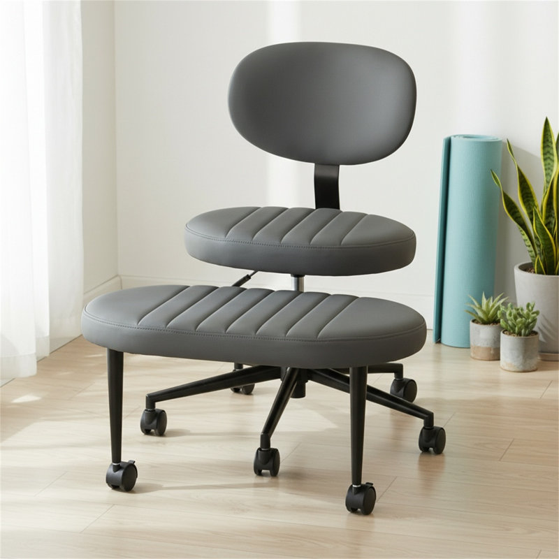 Chaise de bureau ergonomique et pivotante avec support de dossier et roulettes, avec un design multi-angles à taille adulte