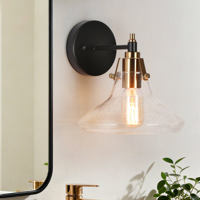 Lampe de lecture moderne à 1 lumière à intensité variable noire pour salle de bain