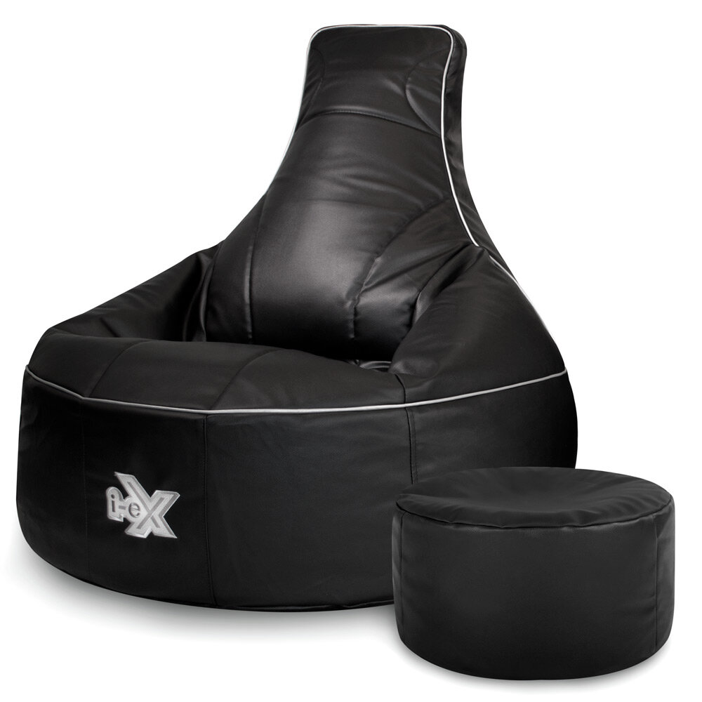 Elite Gaming Leather Bean-Bag Sofa with Stool