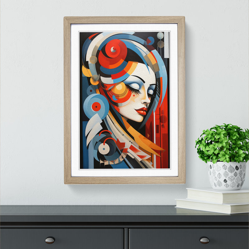 Feather Constructivism - Framed Print, Oak, 34cm H x 25cm W x 2cm D