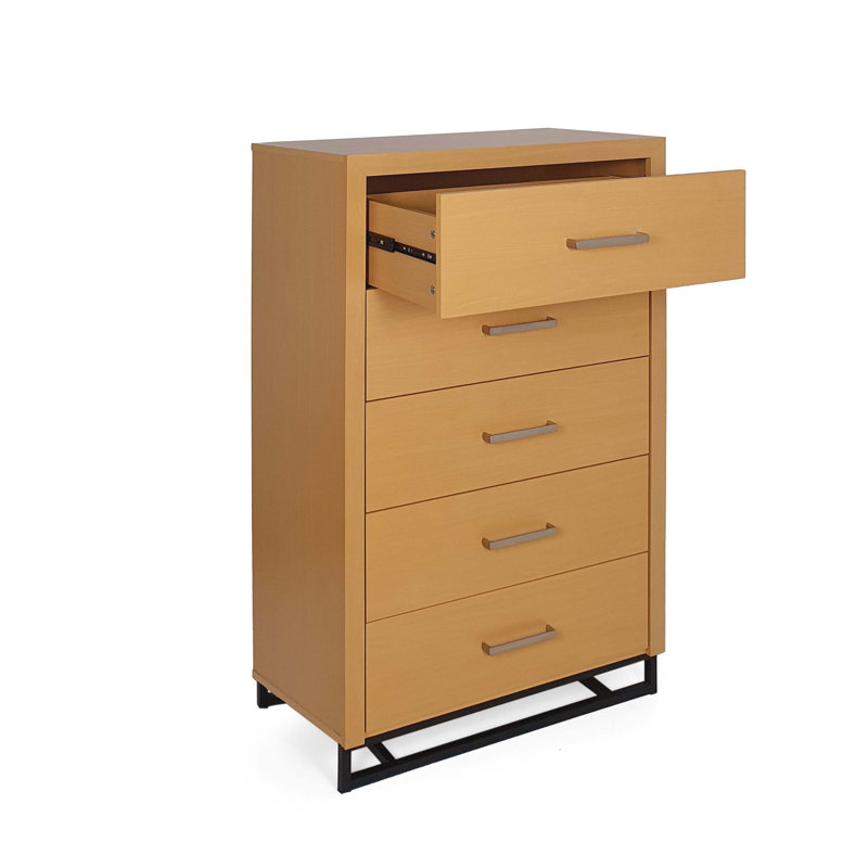 Commode 5 tiroirs 31,25 po Emilyanne, Érable / noir