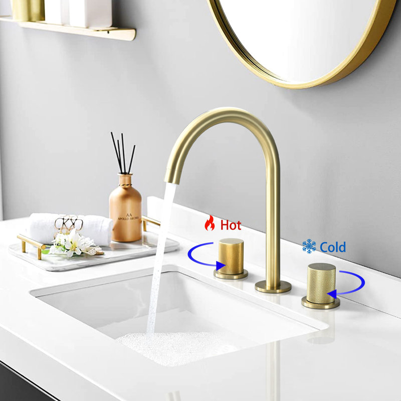 Robinet de salle de bain espacé de 8 pouces - Finition dorée brossée, deux poignées, à rayures et à ternir pour un attrait esthétique