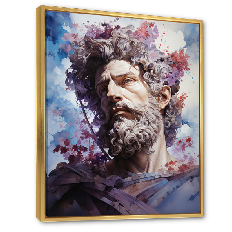 Portrait de l'empereur Broxburne Marcus Aurelius - reproduction, H 20 po x l 12 po x P 1 po, Cadre flottant doré