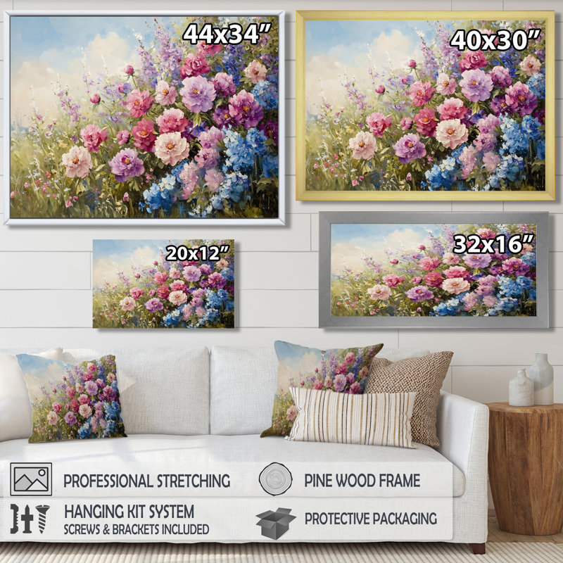 Jacobie - Floral Oversized Canvas Prints, Reproduction encadrée d'une seule photo, Argent argent, H 12 po x l 20 po