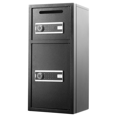 Coffre-fort à double porte, 93 litres (3,3 pi³), coffre-fort domestique robuste avec clavier électronique, antivol, serrure de sécurité numérique avec clé, fente de dépôt, pour armes à feu, bijoux, documents et objets de valeur, noir, conçu pour l'argent