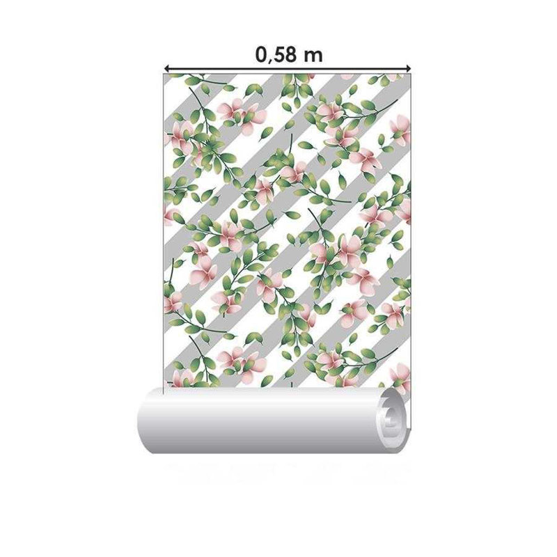 Rouleau de papier peint adhésif Clairevale, gris, L 126 po x l 24 po