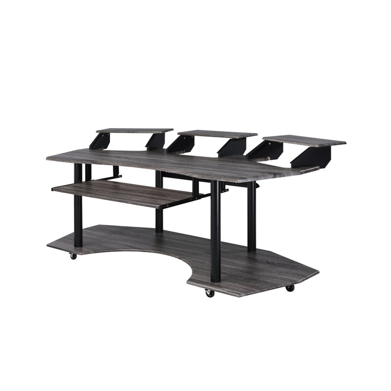 Bureau de montage 83 po Black Oak, Chêne foncé / noir