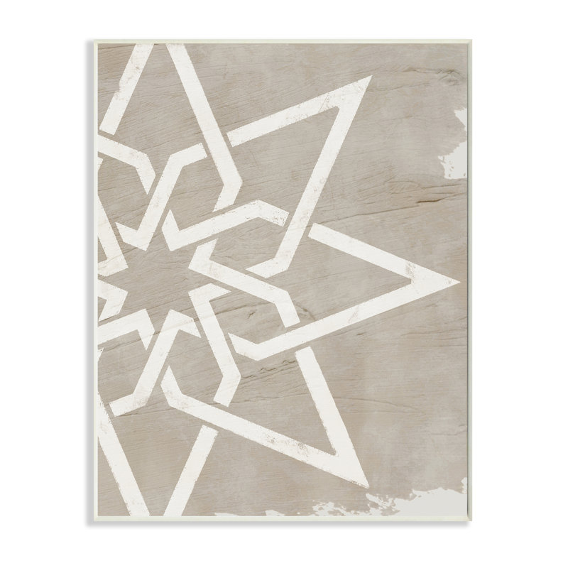 Étoile géométrique à huit pointes, détail grain vieilli, H 15 po x l 10 po, Plaque murale