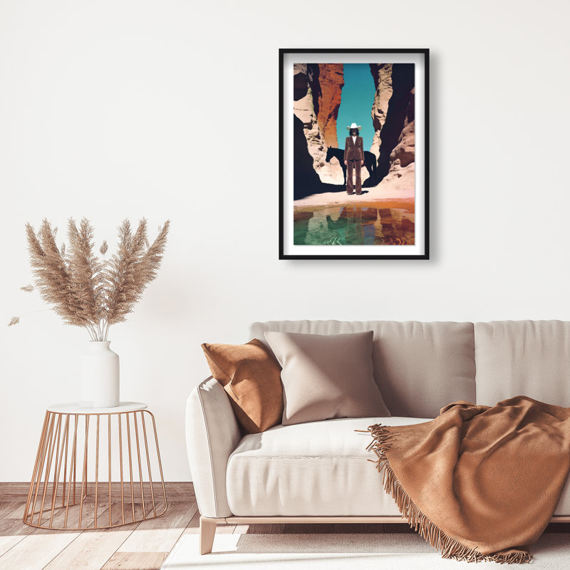 Cowgirl's Surreal Print by Oliver Gal, 31.5"H x 46.5"W, Black Shadowbox