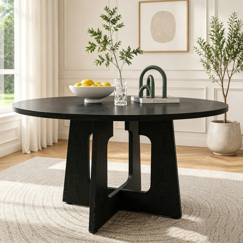 Table de salle à manger 47,3 pouces pour 4 à 6 personnes, Noir antique