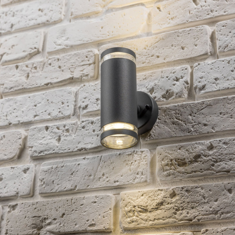 Breckynn 14cm H Outdoor Wall Lantern, Dark Grey