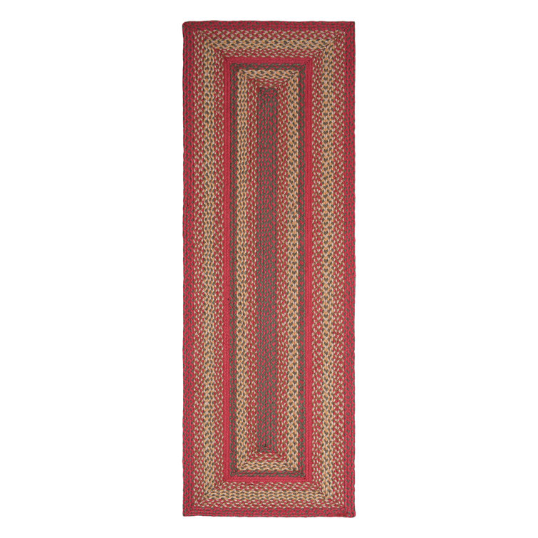 Burkleigh Farmhouse Braided Red Jute Area Rug