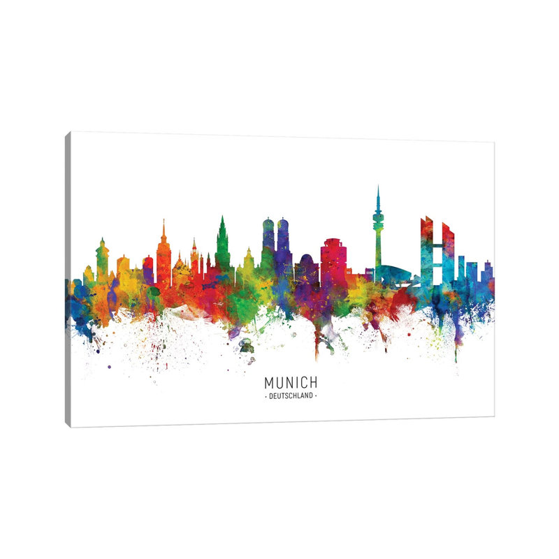«Munich Allemagne Skyline» par Michael Tompsett, impression sur toile tendue, H 40 po x l 60 po x 1,5 po