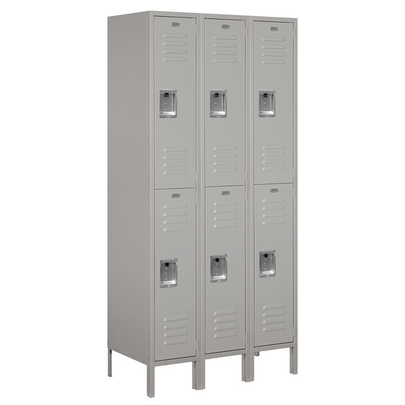 Gray 78" Freestanding Double Tier Metal Office Locker