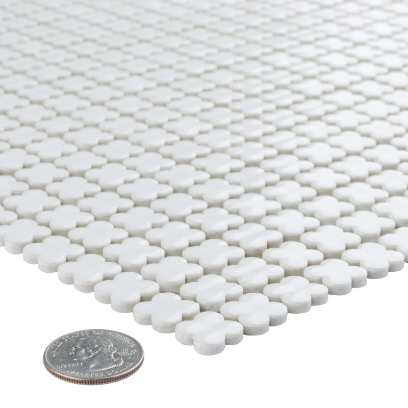 Fioretti Glossy Blanco 12" x 12" Ceramic Mosaic Tile