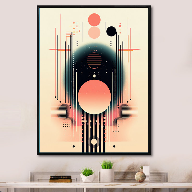 «Glorious Elegance Art Nouveau Abstract Geometric», reproduction d'art sur toile géométrique moderne, Cadre flottant noir