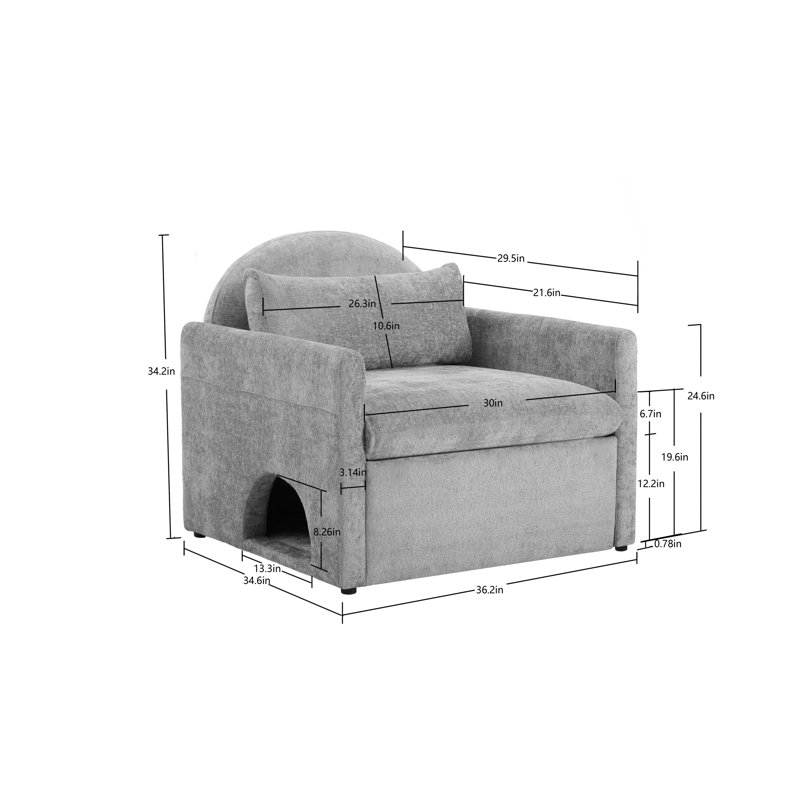 Modern Pet-Friendly Armchair with Built-In Cat Cubby