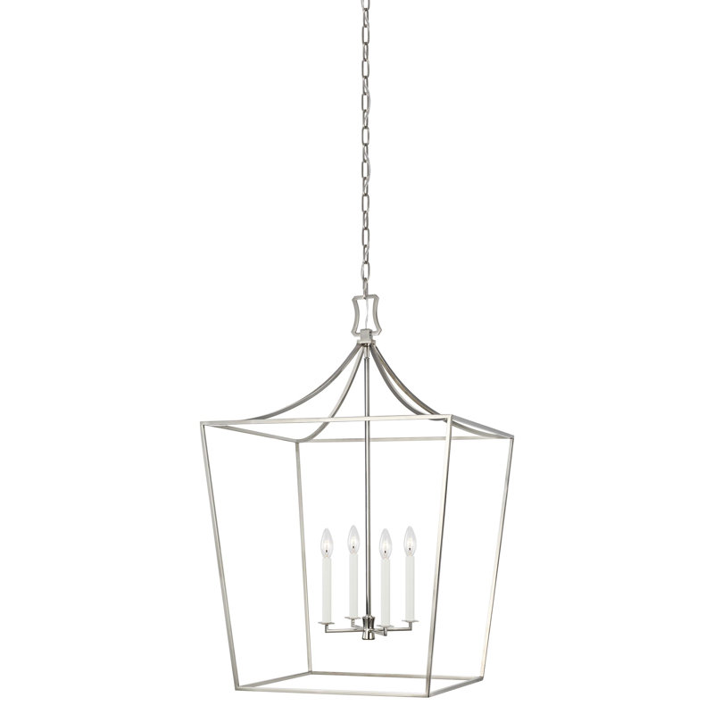 Southold 4 - Light Chandelier, Polished Nickel, 27.62" H x 18" W x 18" D