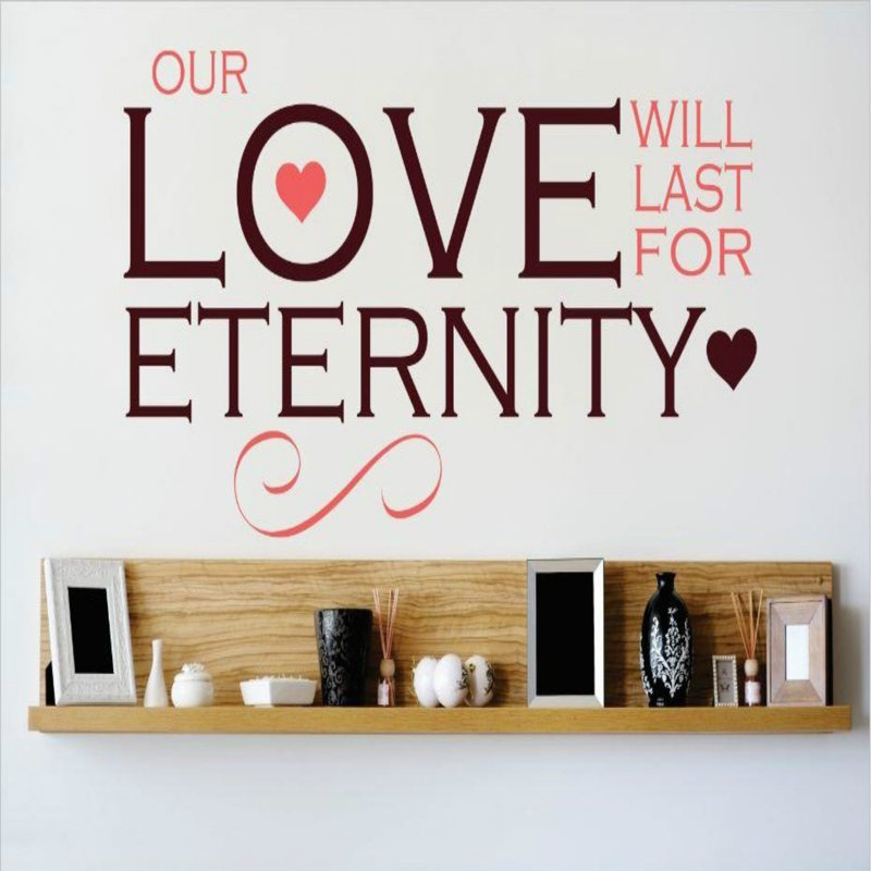 Adhésif décoratif "notre love durera" eternity, Marron / Rose, H 14 po x l 30 po x P 0,16 po