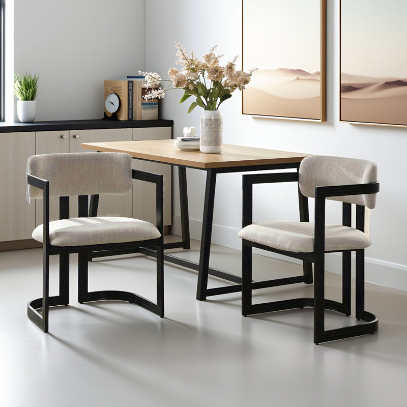 Ensemble de 2 chaises de salle à manger rembourrées - Fauteuils en tissu avec structure en métal robuste, capacité de 265 lb, confort moderne pour les salles à manger