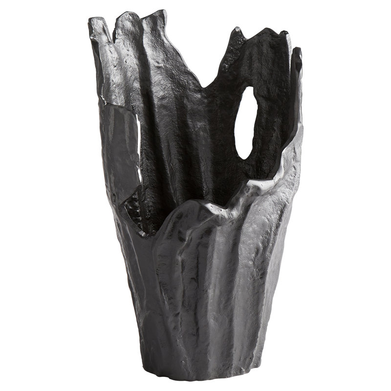 Pyroclastic Aluminum Table Vase, Noir