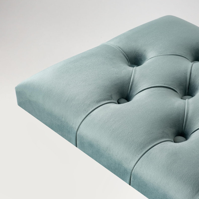 Jerez Velvet Upholstered Bench, Mint/Silver, H40 x W100 x D30cm