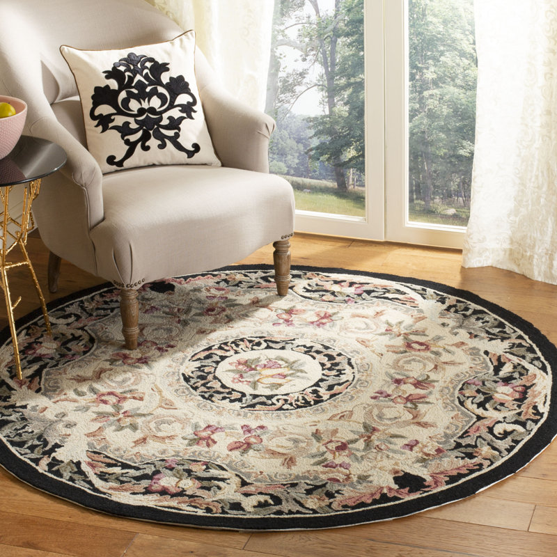 Caleb Hand Hooked Wool Oriental Rug, Round 8'