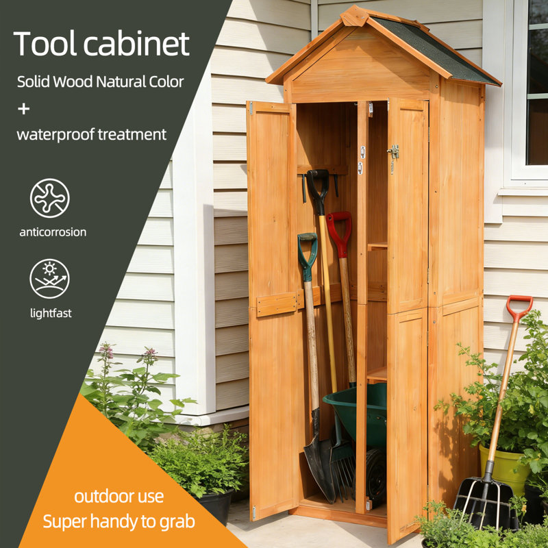 Space Saving Sheds, Wood Compact Rustic Storage Cabinet For Backyard Patio