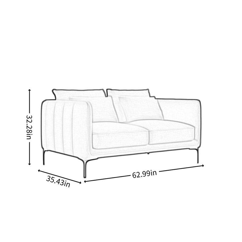 Retro Luxury Straight Sofa, Blue Gray