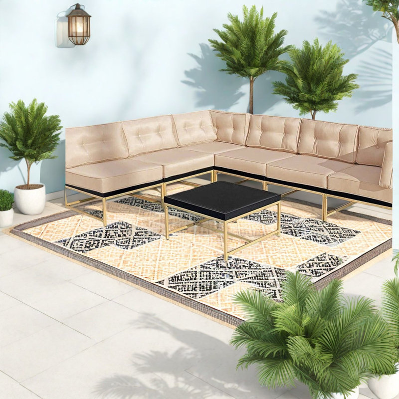 Piece Patio Sofas, Metal Modular Modern Sectional For Backyard