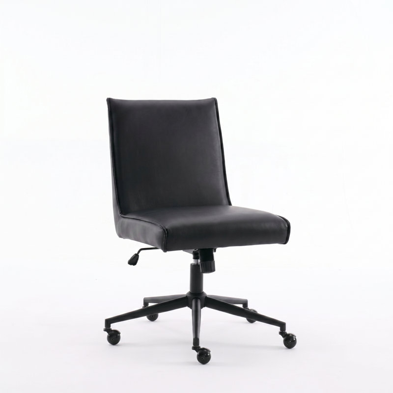 Claudie Upholstered Task Chair, Black Faux Leather