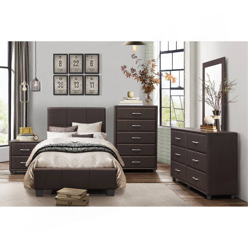 Lit plateforme contemporain, Marron foncé