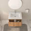 Meuble-lavabo mural 30 po avec lavabo intégré - Conception flottante moderne pour petits espaces-1085921503