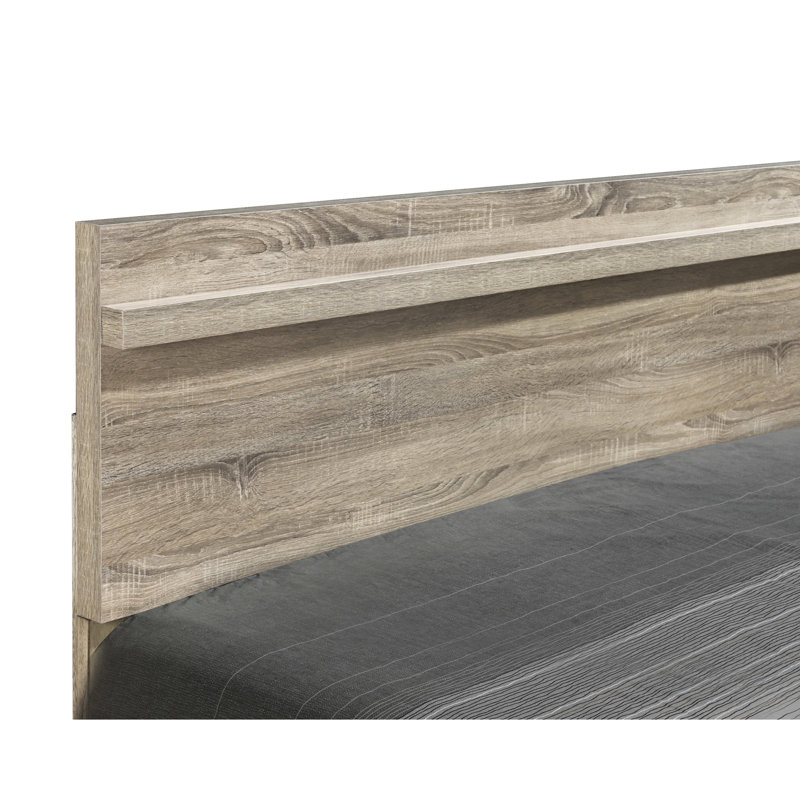 Lit grand format artisanal avec finition en bois naturel, style rustique moderne pour cadre de chambre à coucher en bois,