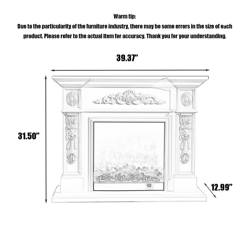 European-style solid wood frame electric LED simulated flame decorative fireplace core fireplace, Brown